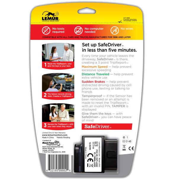 SafeDriver Back of Packaging
